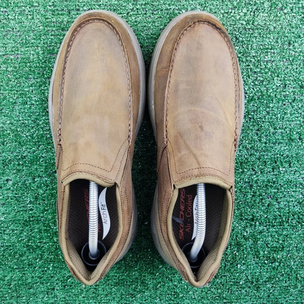 Skechers Shoes Men 10.5 Brown Arch Fit Orvan Trayver Slip On Loafers 204184 DSRT